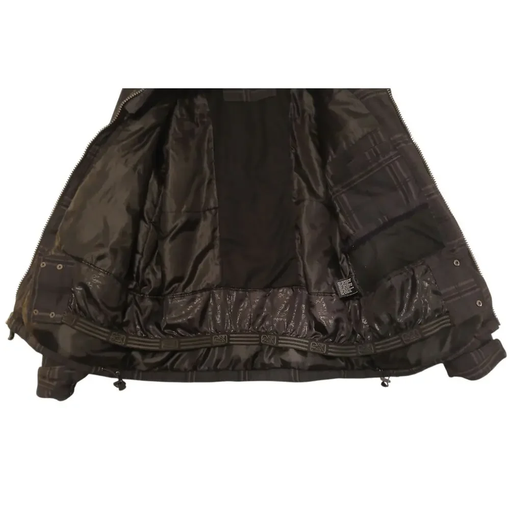 Mens Small Heavy Coat Full Zip Softshell Black Gray Plaid‎ Insulated Zip Pockets